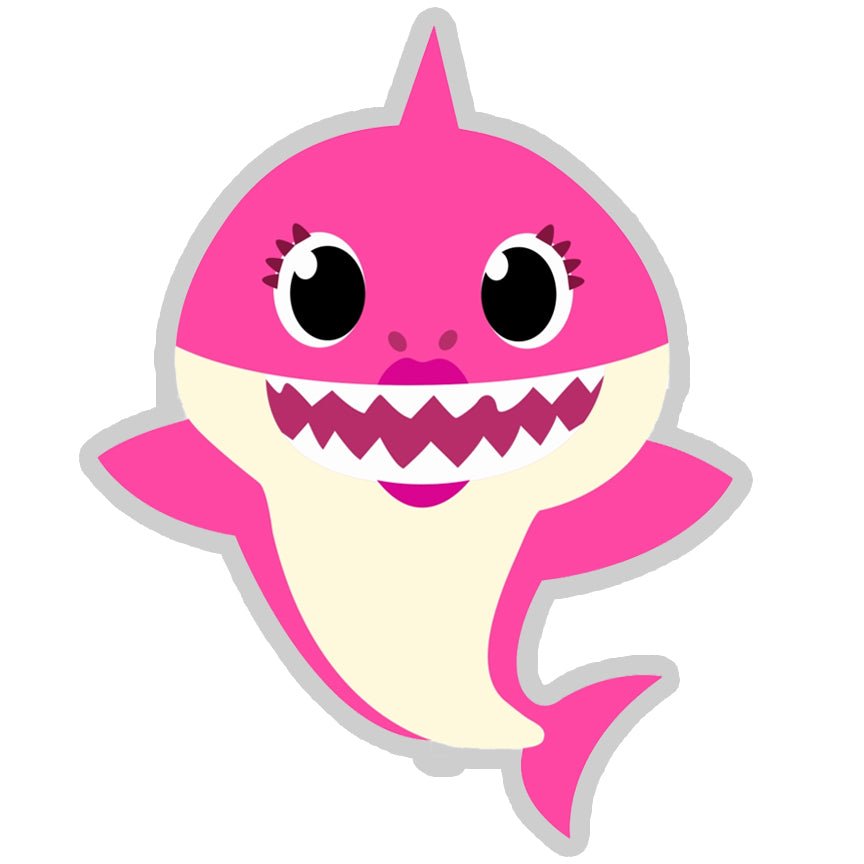 Baby Shark Theme Kids Happy Birthday Cutout - Pink Shark