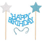 Blue Bunting Cake Toppers for Happy Birthday Cake Topper, Cupcake Toppers Special Decorations Item - CherishX Partystore