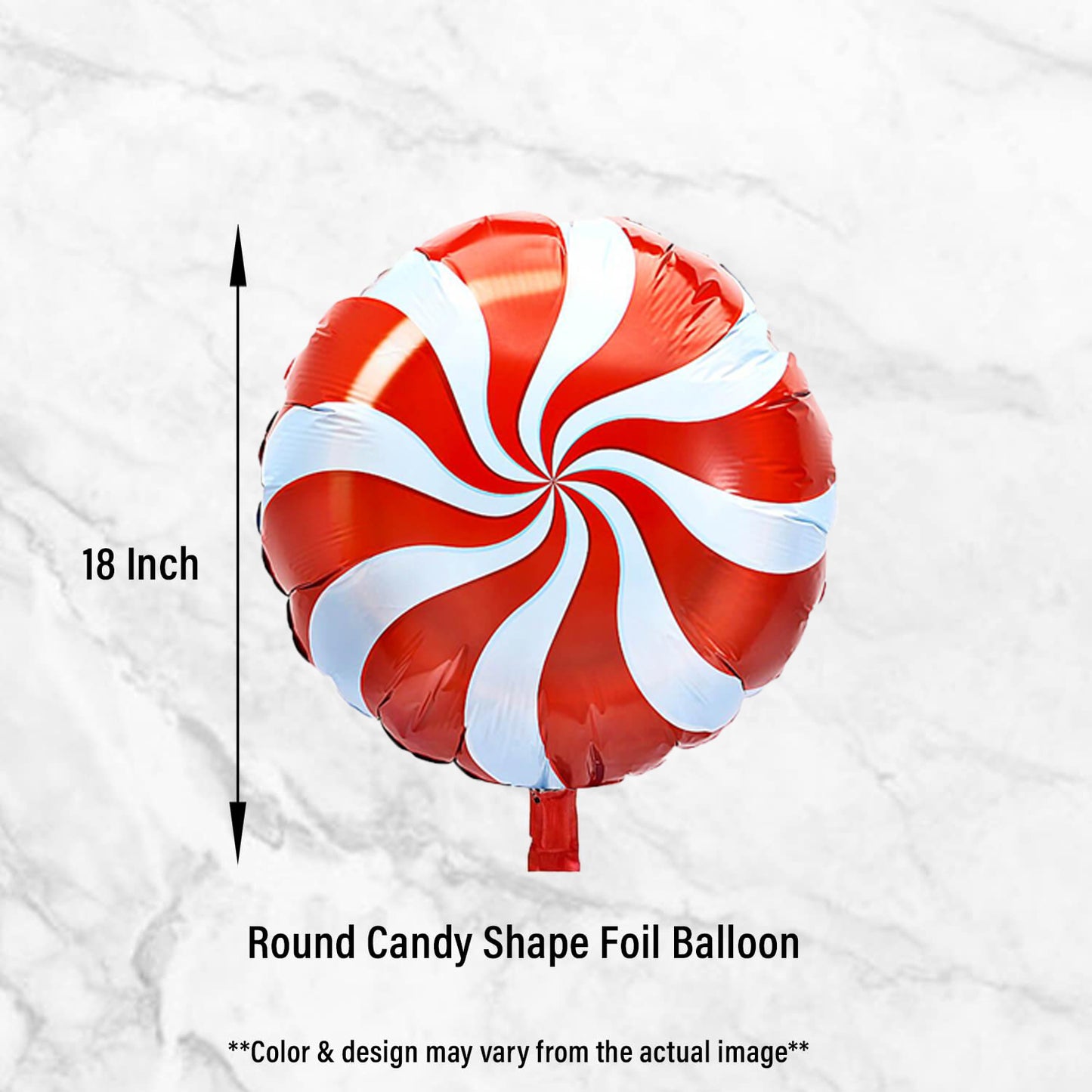 Round Candy Shape Foil Balloon- Pack of 3- Red Color