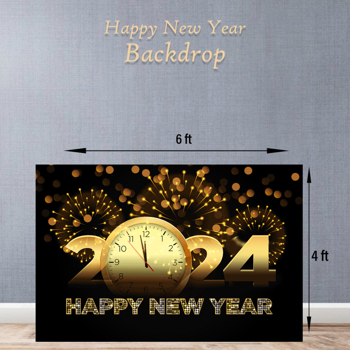Watch 2024 Backdrop for New Year Party - Flex banner