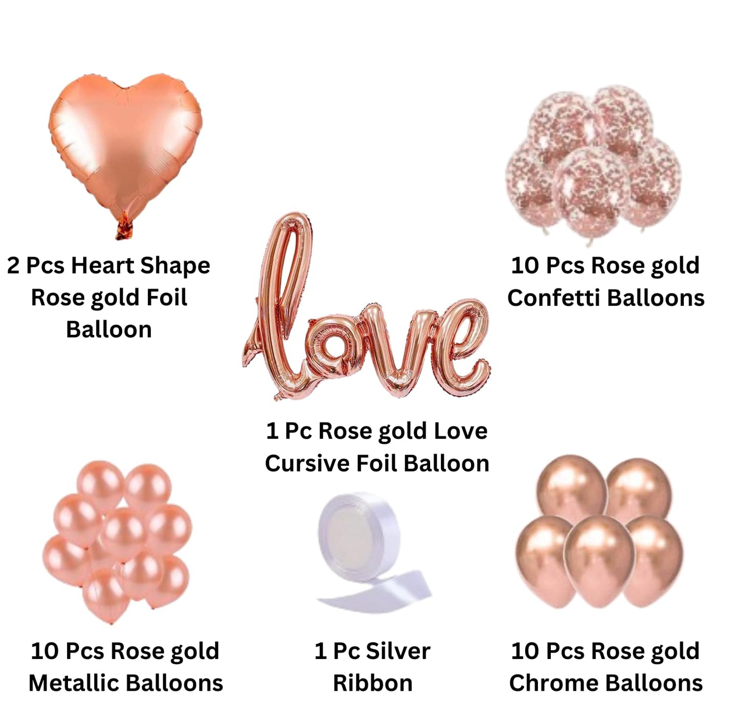 CherishX.Com Rose gold Balloon Combo Kit - 34 Pcs | Rose gold Balloon for Anniversary, Birthday, Engagement, Wedding, Baby Shower Party Decoration, Decoration for Kids, Women, Men, Couple