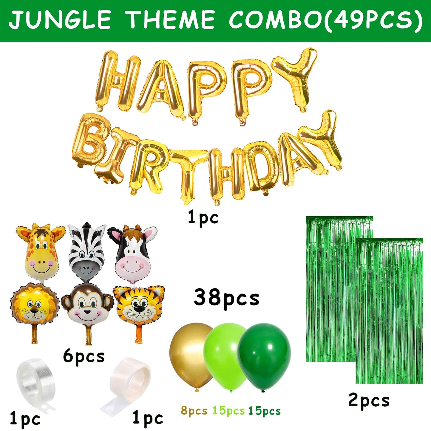 Jungle Theme Birthday Decoration - 49 Pcs, Birthday Decoration Items For Boy, Girl