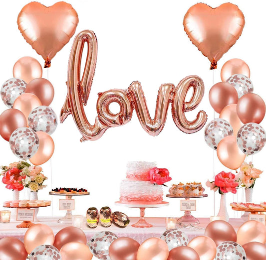 CherishX.Com Rose gold Balloon Combo Kit - 34 Pcs | Rose gold Balloon for Anniversary, Birthday, Engagement, Wedding, Baby Shower Party Decoration, Decoration for Kids, Women, Men, Couple