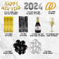 Black and Golden Happy New Year 2024 Foil Balloon Kit DIY Decoration Party Kit - Pack of 39 Pcs