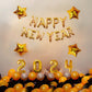 Golden Happy New Year 2024 Foil Balloon Kit DIY Decoration Party Kit - 47 Pcs