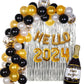 Golden Happy New Year 2024 Foil Balloon Kit - Pack of 57 Pcs - DIY Decoration Party Kit Party Supplies Make The Event Unforgettable and Absolutely Memorable