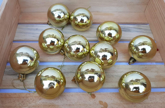 Christmas Golden Ball For Hanging - Pack of 6