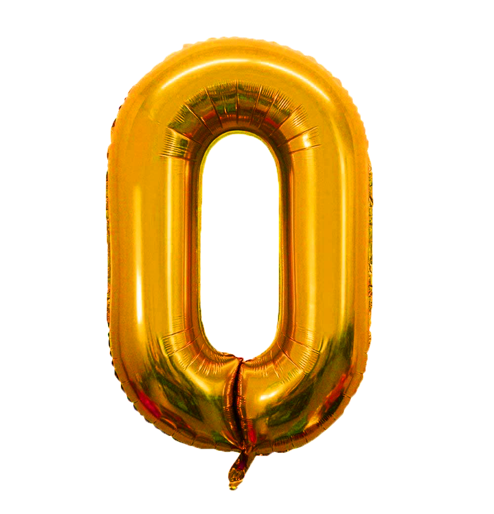 Number Foil Balloon Golden Colour 16 Inch Golden- 0 Digit