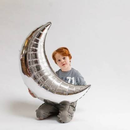 16 Inch Silver Moon Shape Foil Balloon - CherishX Partystore