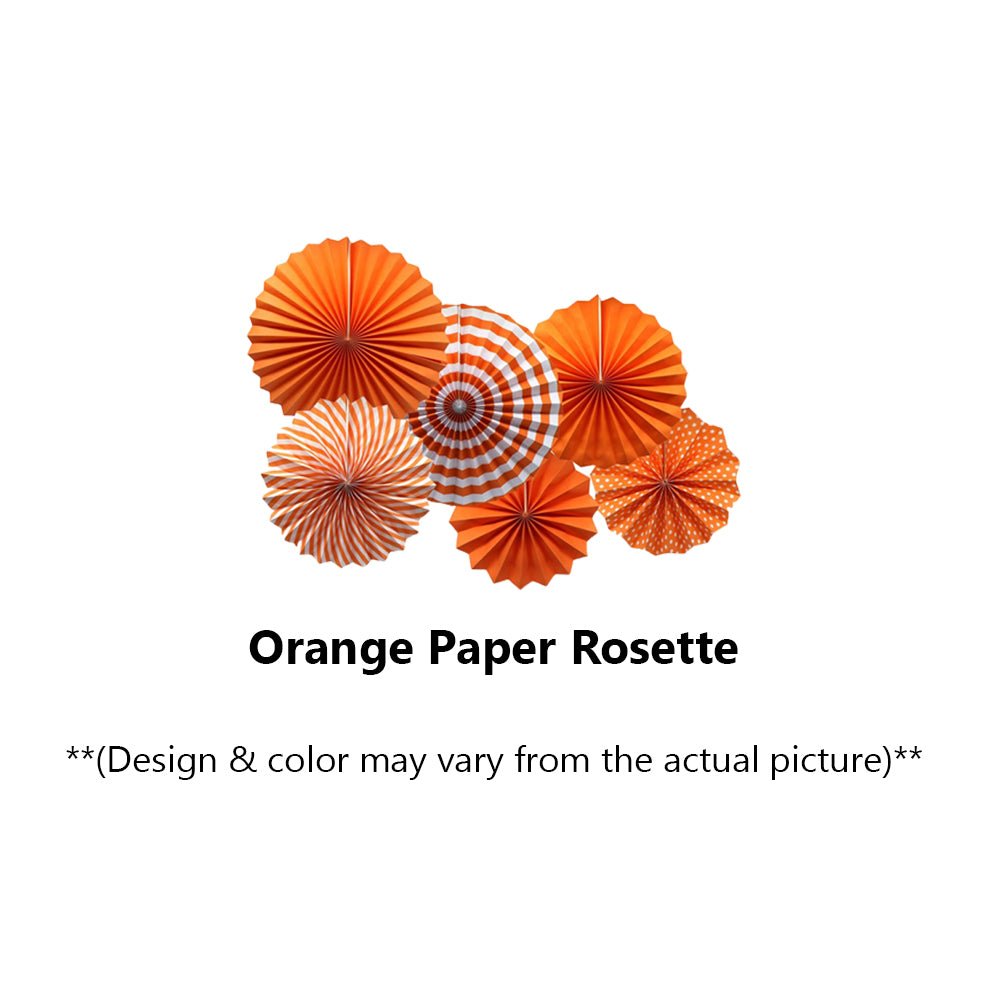 16 Pcs Halloween Decoration - Orange Paper Rosette, Black & Orange Latex Balloons - CherishX Partystore