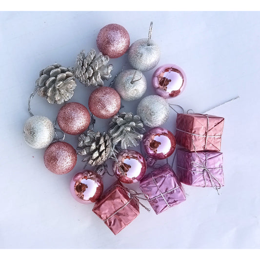 Christmas Pink Ornaments For Hanging - Pack of 20