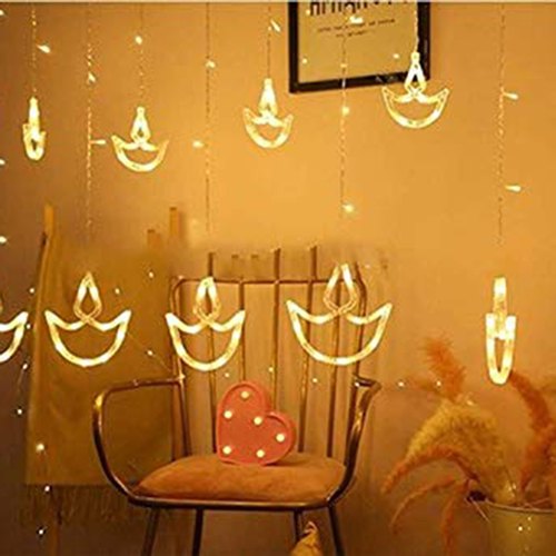 Diya Curtain Light for Decoration - Diwali Diya Light Curtain, Diwali led Lights, Diwali Backdrop for home decor 6 small & 6 big DIYA light freeshipping - CherishX Partystore