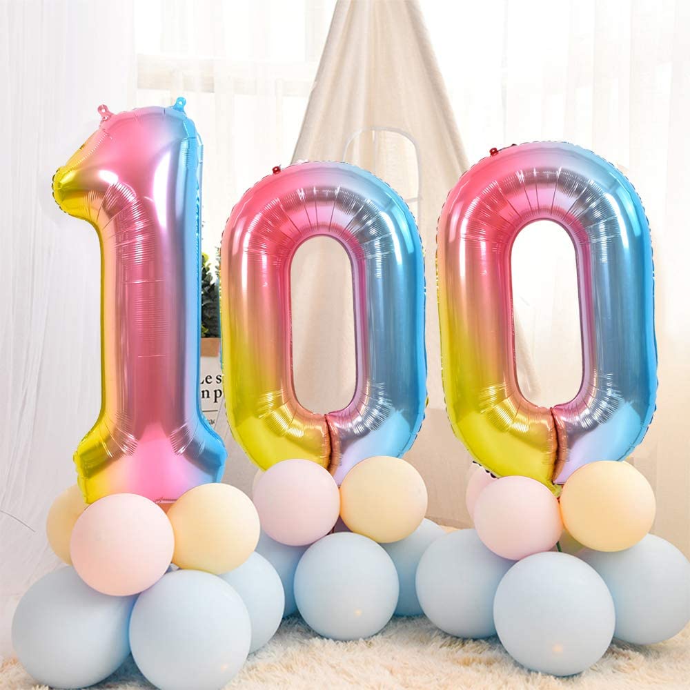 32 Inch Number Balloons Foil Ballon Rainbow Gradient Digit Ball Colorful  Wedding Birthday Party Decoration Baby Shower Supplies (32 inch Rainbow 3)