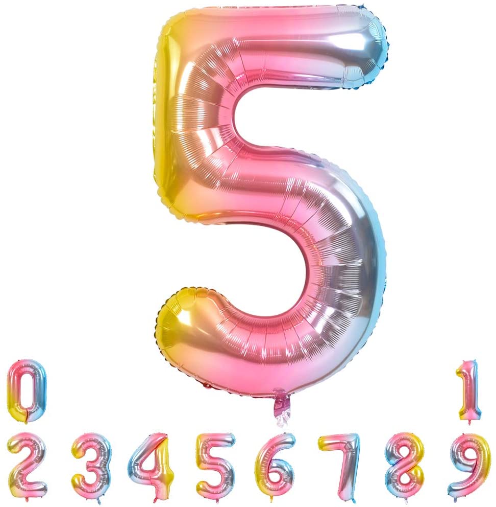 32 Inch Number Balloons Foil Ballon Rainbow Gradient Digit Ball Colorful  Wedding Birthday Party Decoration Baby Shower Supplies (32 inch Rainbow 3)