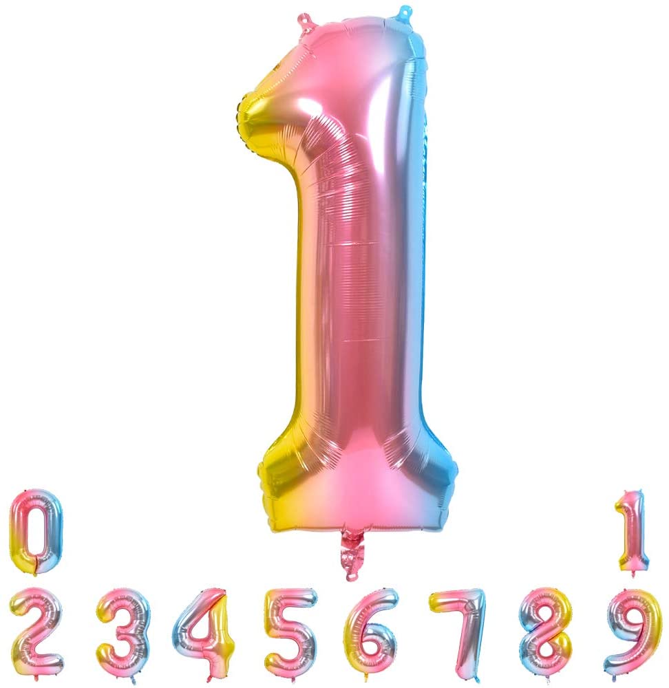 32 Inch Number Rainbow Gradient Digit Balloon Birthday Party Decoration, Baby Shower Supplies - CherishX Partystore