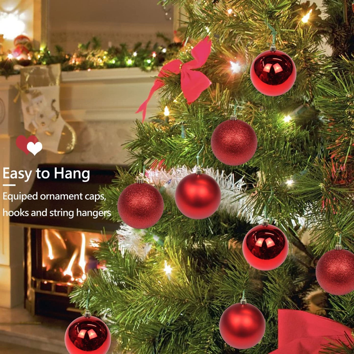 Christmas Red Ball For Hanging - Pack of 6