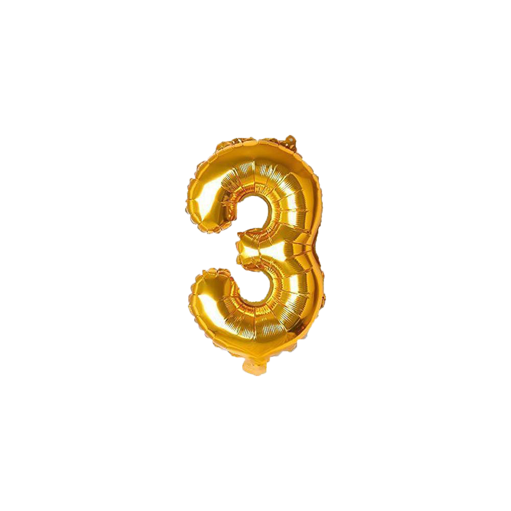 Number Foil Balloon Golden Colour 16 Inch Golden- 0 Digit