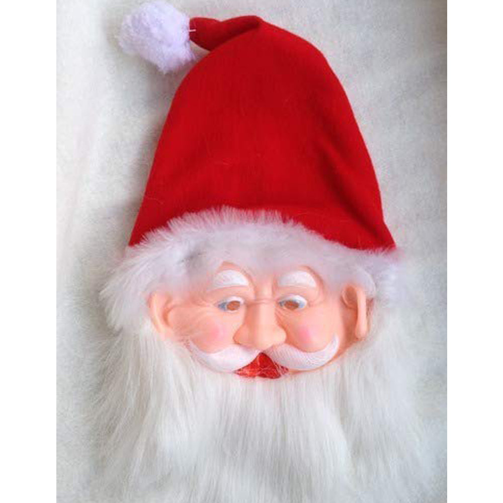 Christmas Santa Festival Mask with Red Santa Hat and Beard Overhead