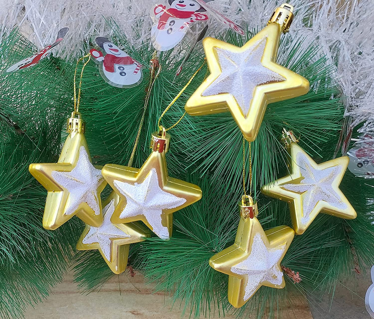 Golden Decorated Stars Christmas Hangings for Christmas Ornaments Xmas Tree