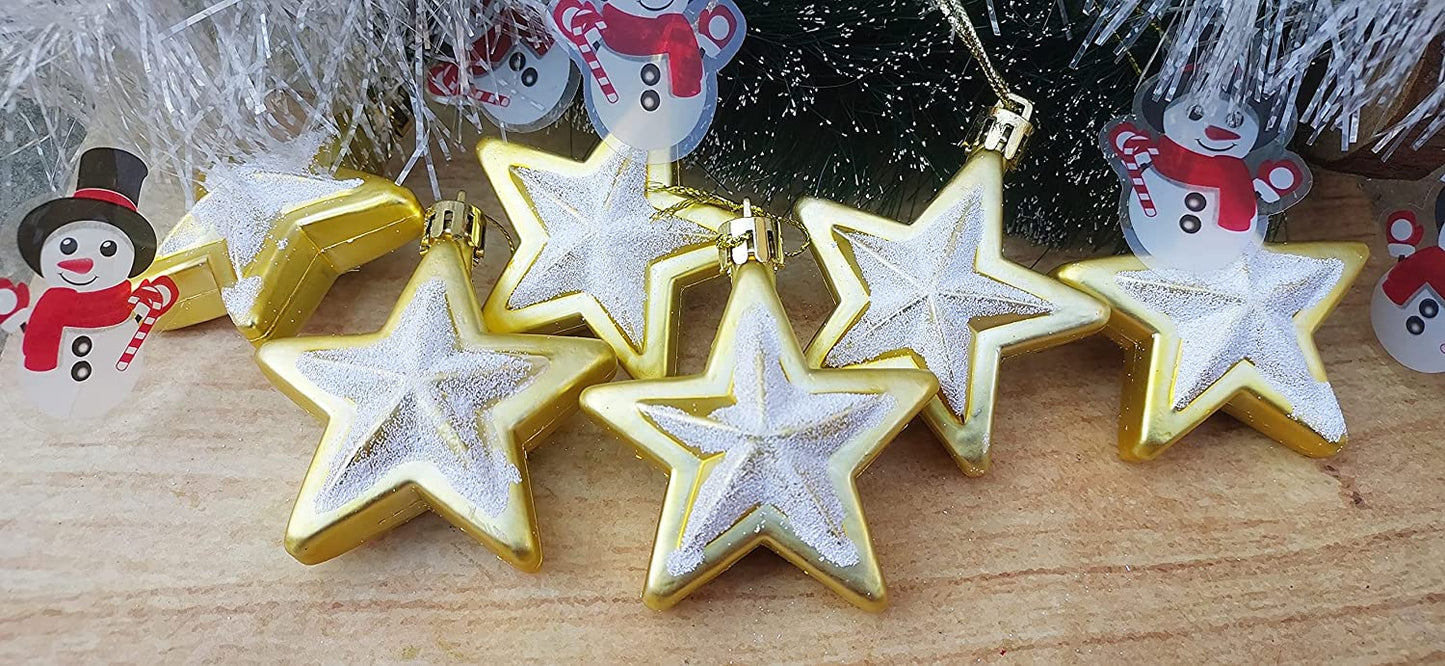 Golden Decorated Stars Christmas Hangings for Christmas Ornaments Xmas Tree