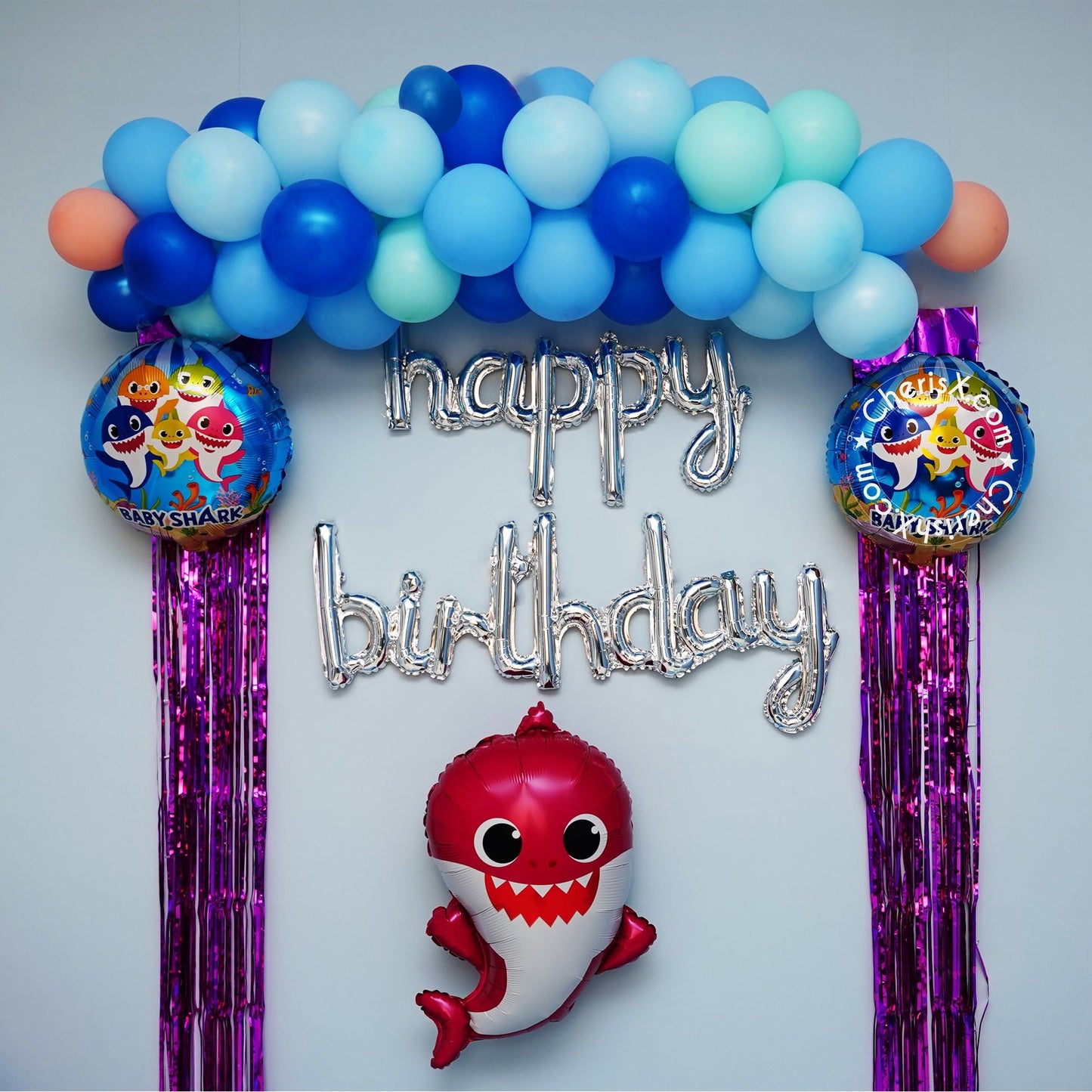 Baby Shark Theme Kids Birthday Decoration Items - Pack of 44 Pcs - CherishX Partystore