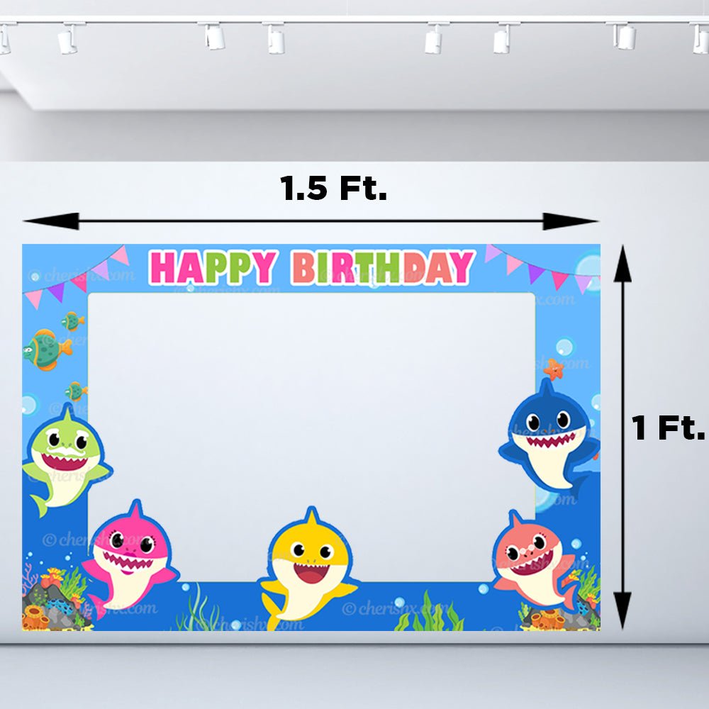 Baby Shark Theme Kids Happy Birthday Photobooth Frame - CherishX Partystore