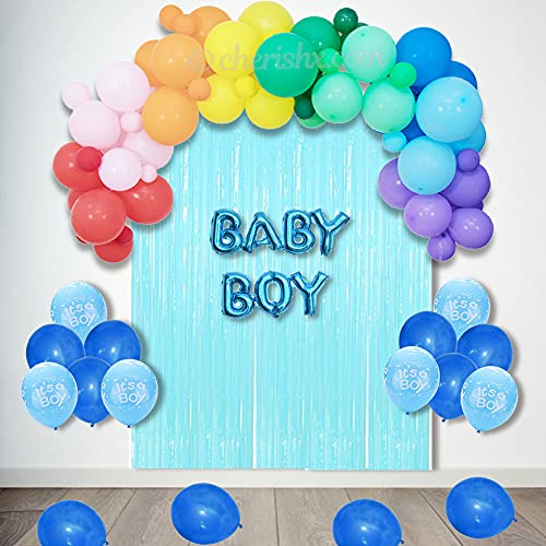 Baby Shower for Boy Decoration Material set - 54 Pcs Combo - for Gender reveal Party, maternity shoot - CherishX Partystore
