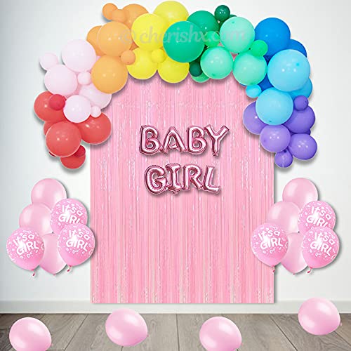 Baby Shower for Girl Decoration items - 54 Pcs Combo - for Welcome Baby, Gender reveal Party, maternity shoot - CherishX Partystore