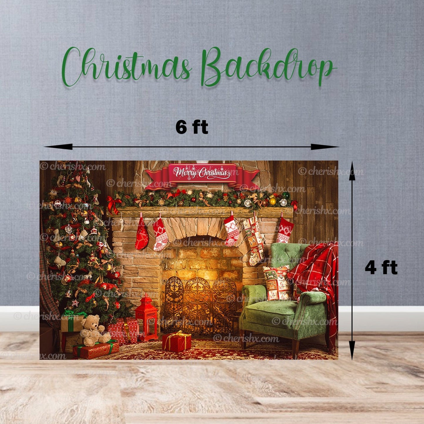 Backdrop for Christmas Party - Flex banner - CherishX Partystore
