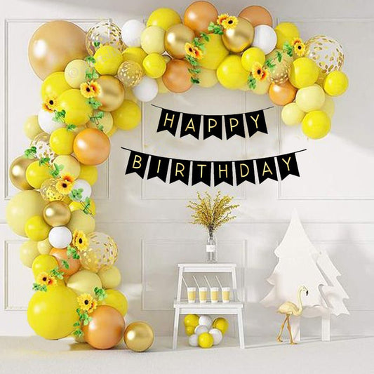 Bee Theme Birthday Decorations Kit For Kids - Pack of 92 Pcs - Banner, Chrome, Pastel & Latex Balloons for Bday Decoration for Girls, Boys, Baby - CherishX Partystore