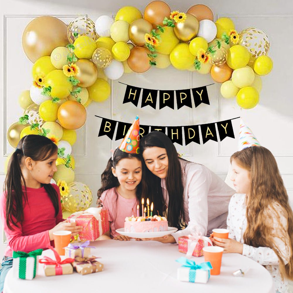 Bee Theme Birthday Decorations Kit For Kids - Pack of 92 Pcs - Banner, Chrome, Pastel & Latex Balloons for Bday Decoration for Girls, Boys, Baby - CherishX Partystore