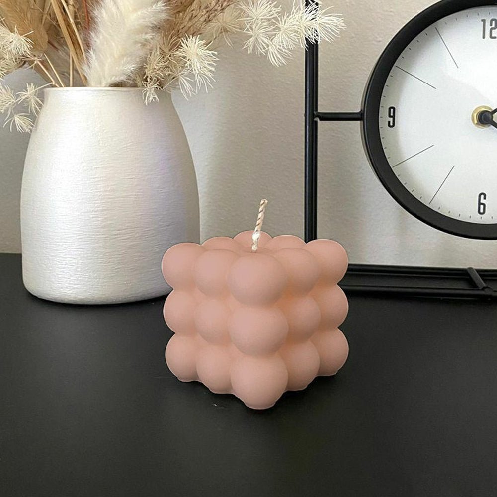 Beige Brown 100% Soy Wax Cloud Bubble Cube Candle, Candles for Home Decoration | Diwali Candles | Birthday Candles - CherishX Partystore