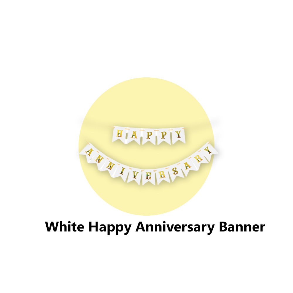 Black & Golden Anniversary Decoration Items for Home - 73 Pcs Combo - White Banner, Foil Curtain, Confetti and Metallic Balloons - CherishX Partystore
