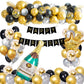 Black & Golden Birthday Party Decoration Items for adults - Pack of 39 Pcs - for Husband, Wife, Father - CherishX Partystore