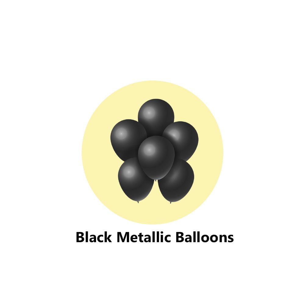 Black & Golden Happy Anniversary Decoration Kit - Pack of 26 Pcs - Banner, Star Shape Foil & Metallic Balloons Wall Decoration - CherishX Partystore
