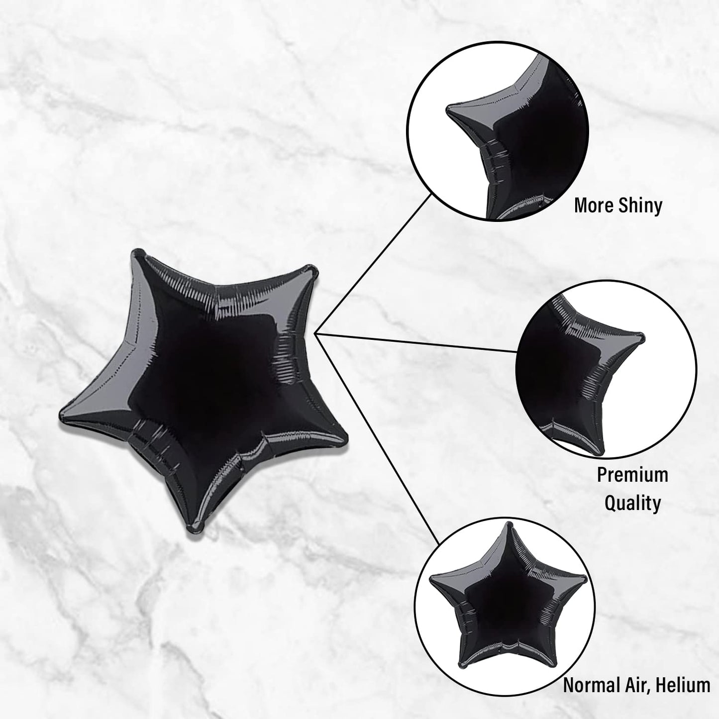 Black & Silver Balloons For New Year Decoration - Pack of 30 - Digit Foil, Star Shape Foil, Metallic & Latex Balloons Foil Balloon Kit DIY Decoration Party Kit Party Supplies - CherishX Partystore