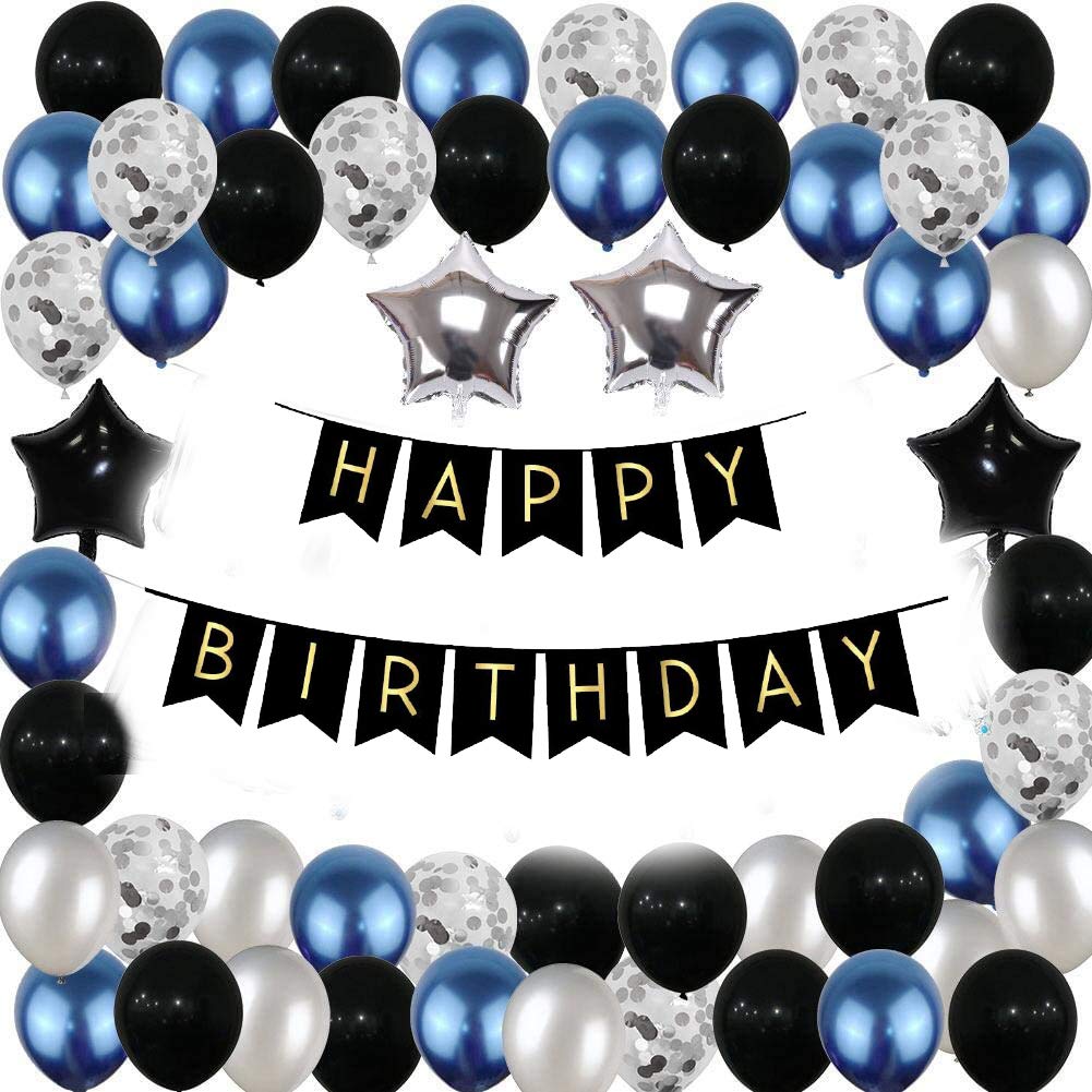 Blue and Black Birthday Decoration Item - Pack Of 53 Pcs - CherishX Partystore