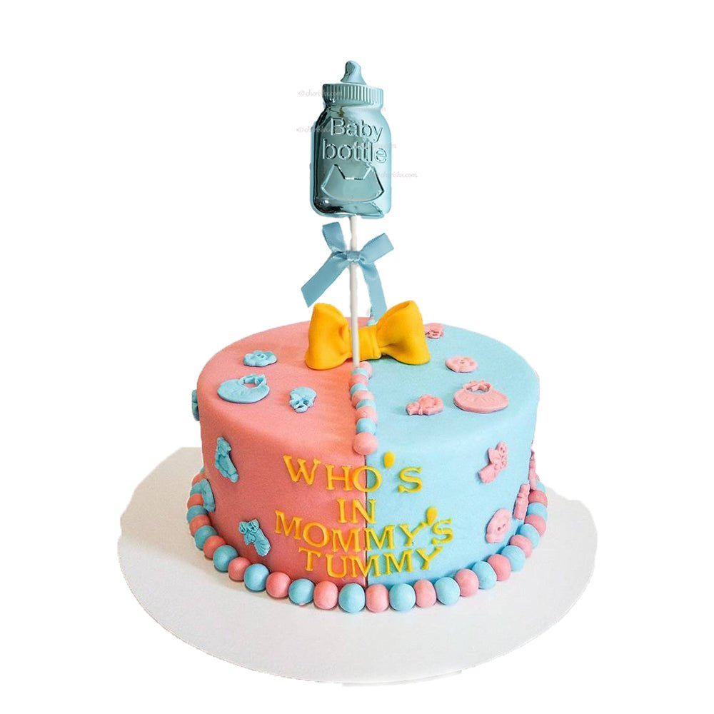 Blue & Pink Bottle Cake Topper Baby Shower Welcome Home New Party Boy Ready to Pop - CherishX Partystore