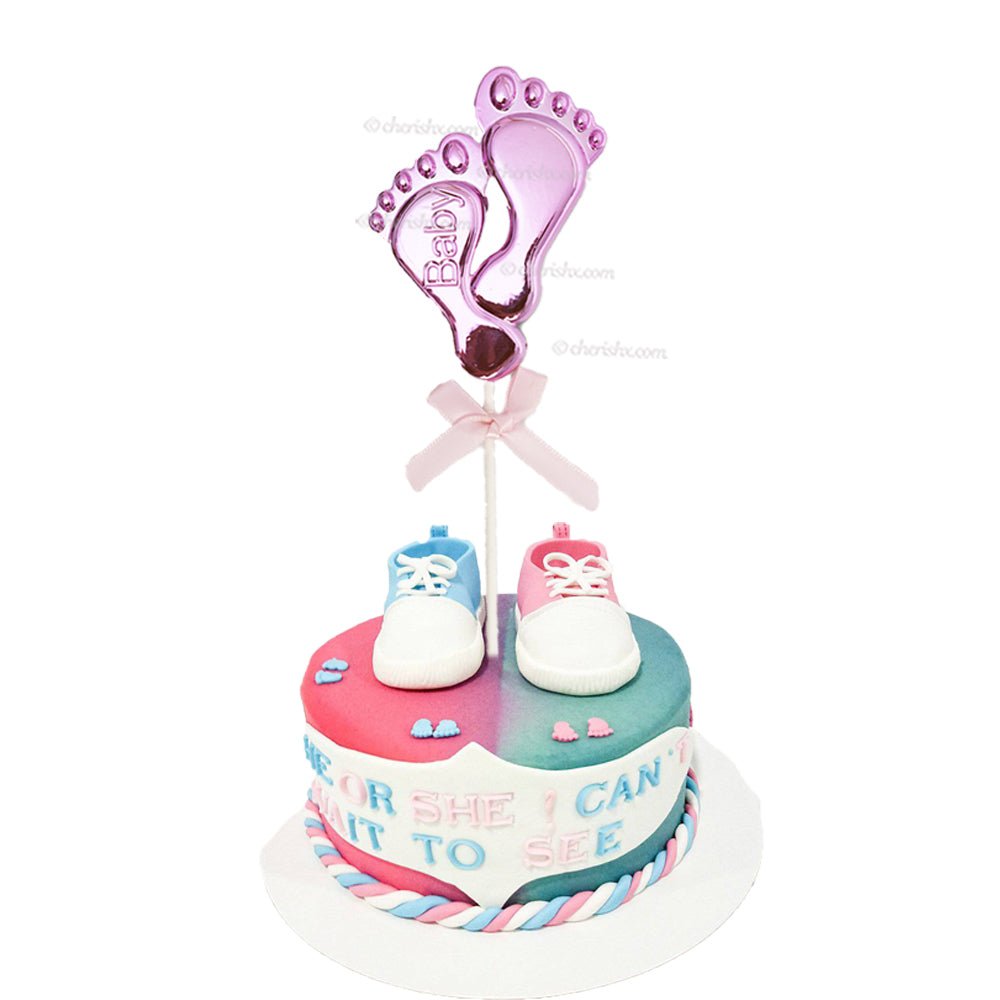 Blue & Pink Feet Cake Topper Baby Shower Welcome Home New Party Boy Ready to Pop - CherishX Partystore