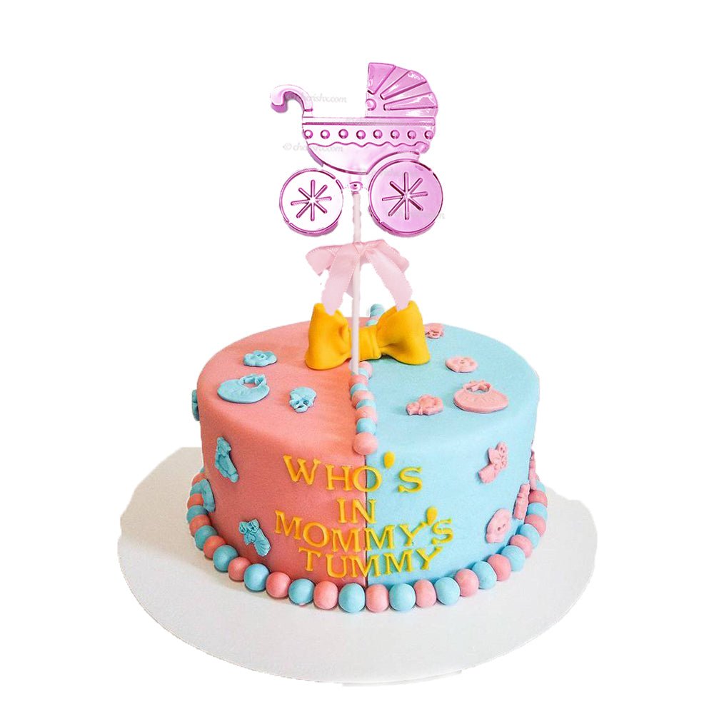 Blue & Pink Pram Cake Topper Baby Shower Welcome Home New Party Boy Ready to Pop - CherishX Partystore