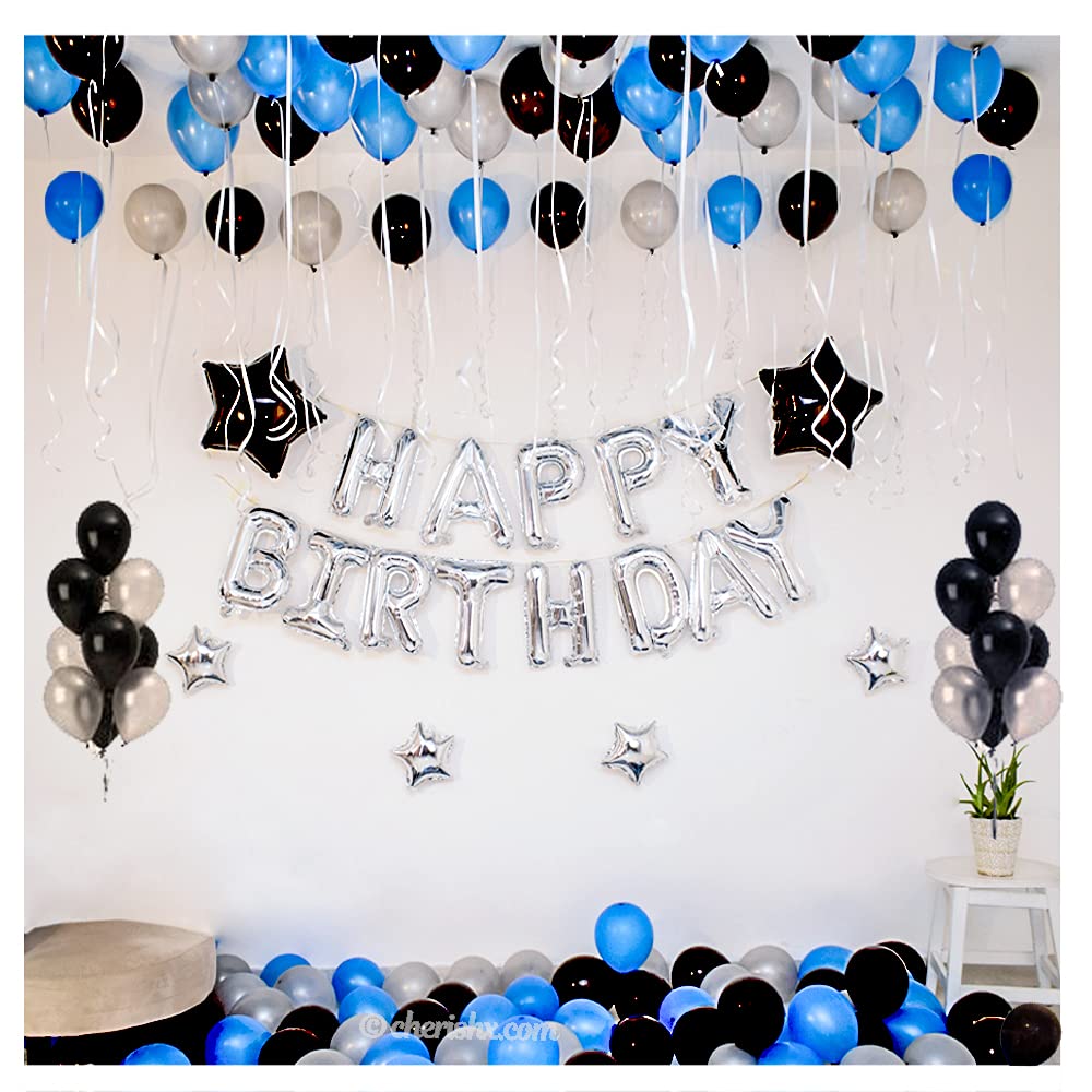 Blue & Silver Birthday Party Decoration Items for adults – Pack of 50 - CherishX Partystore