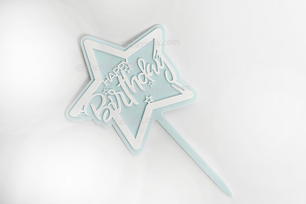 Blue Star Cake Toppers for Happy Birthday Cake Topper, Cupcake Toppers Special Decorations Item - CherishX Partystore