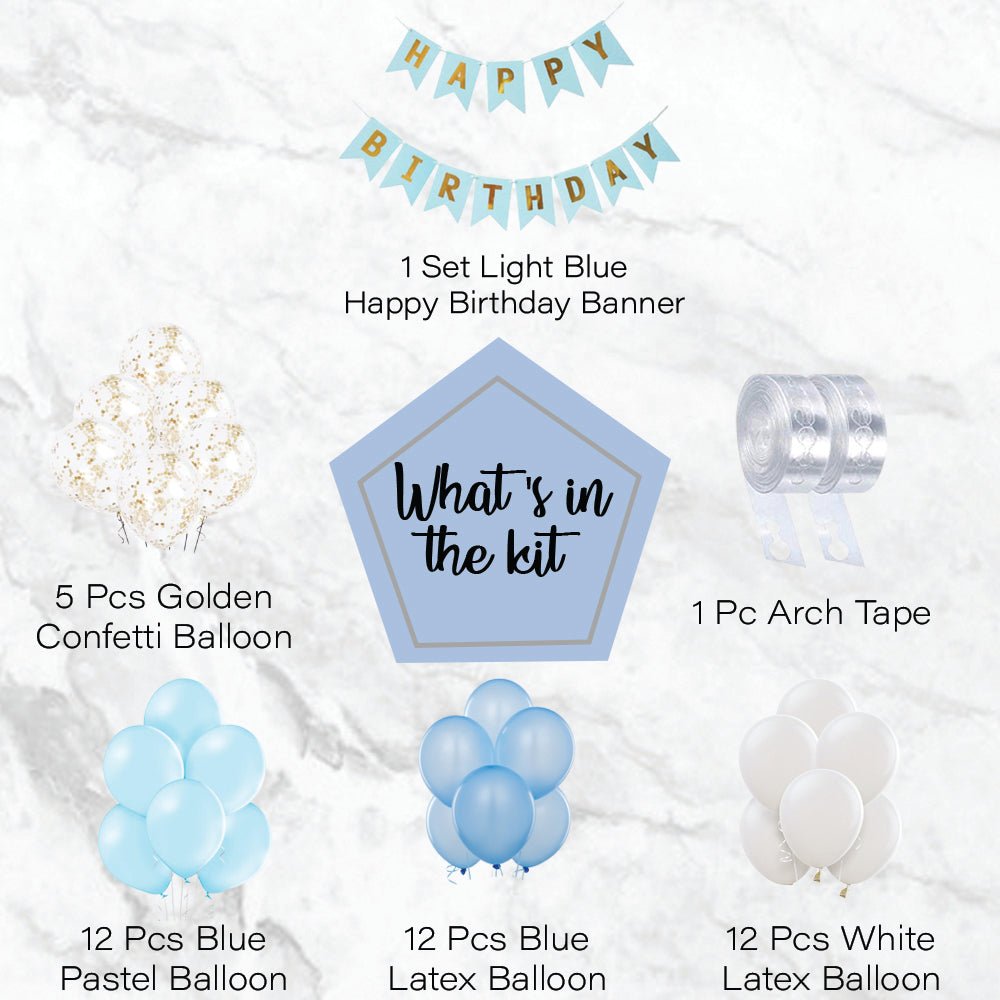 Blue & White Birthday Balloons for Decoration - Pack of 43 Pcs - 1st, 10th, 18th, 21st, 25th, 30th, 40th - CherishX Partystore