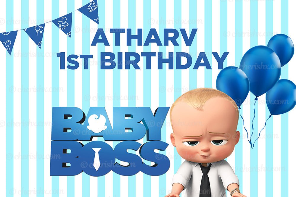 Boss Baby Theme Personalized Backdrop for Kids Birthday - Flex banner - CherishX Partystore