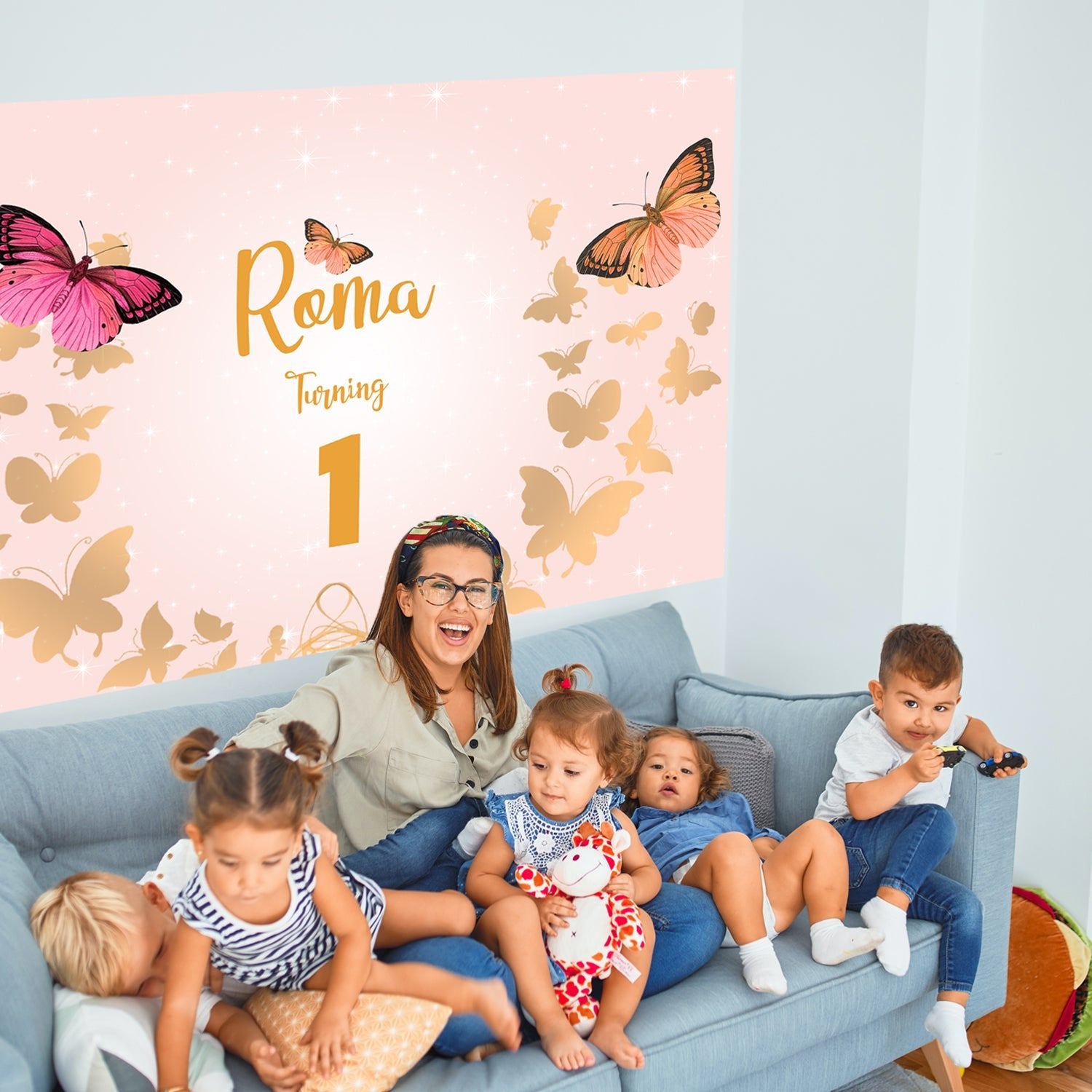 Butterfly Theme Personalized Backdrop for Kids Birthday - Flex banner - CherishX Partystore