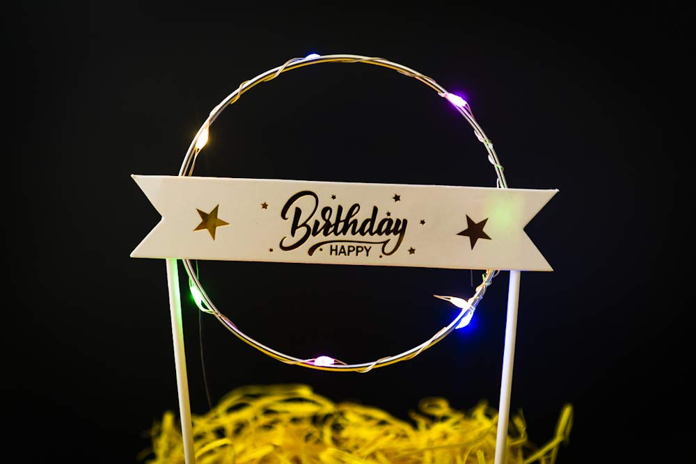 Cake Topper for Happy Birthday - Round, Star, Heart & Crown Shape - Party Supply - CherishX Partystore