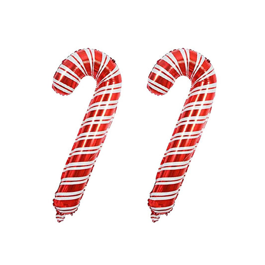 Candy Cane Shape Foil Balloon- Pack of 2- 32 Inch- Red & White Color - CherishX Partystore