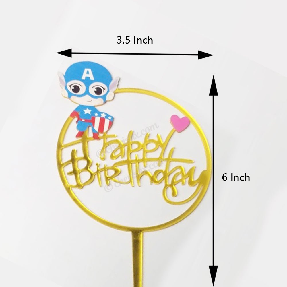 Captain America Kids Happy Birthday Cake Topper, Cupcake Toppers For Kids Boy Special Decorations Item - CherishX Partystore
