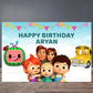 CocoMelon Theme Personalized Backdrop for Kids Birthday - Flex banner freeshipping - CherishX Partystore