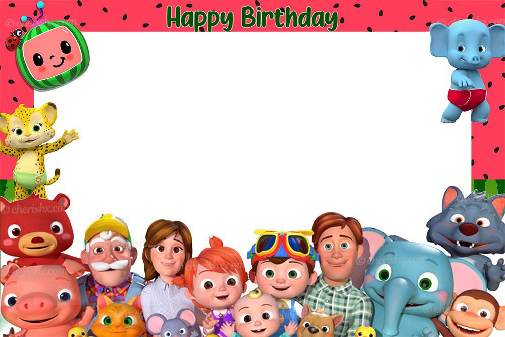 CocoMelon Theme Personalized Kids Happy Birthday Photobooth Frame freeshipping - CherishX Partystore